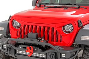 Jeep Wrangler DRL Halo LED Headlights - Front - Rough Country - 9 Inch, DOT Approved, Projection - '18-'23